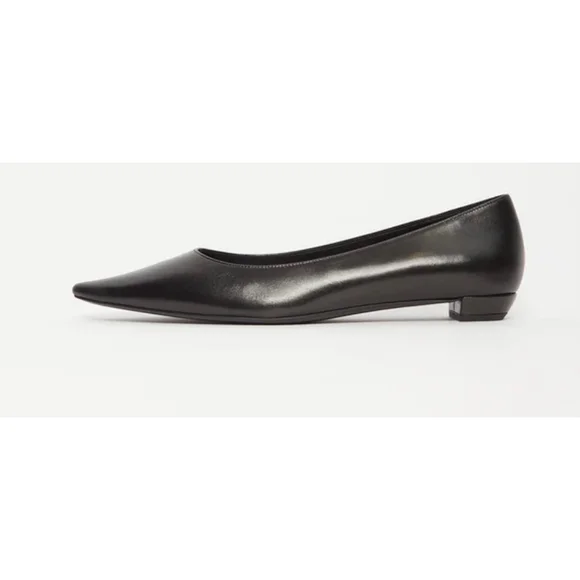 New The Row Claudette Black Leather Pointed Ballet Flats Size 9 $1009 Sold Out! - Picture 1 of 9
